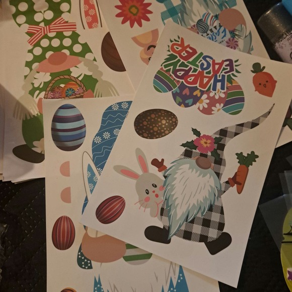 EASTER FUN LOT! Keep them Busy! Pinwheels-Poms-Iron On's-Window decor all new! - Picture 6 of 14